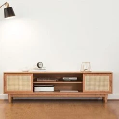 Randal Cane TV Stand, Natural Rattan & Wood(Randal Tv Stand Natural Rattan Oak) -Weilai Concept cane tv stand natural rattan oak weilai concept weilai concept 3