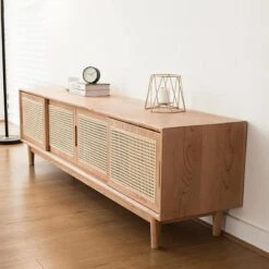 Randal Cane TV Stand, Natural Rattan & Wood(Randal Tv Stand Natural Rattan Oak) -Weilai Concept cane tv stand natural rattan oak weilai concept weilai concept 4