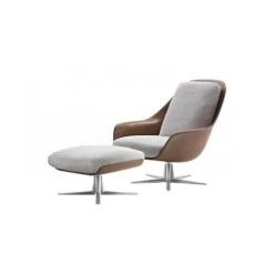 Herton Lounge Chair And Ottoman, Swivel Armchair(Herton Lounge Chair And Ottoman Cotton Linen) -Weilai Concept eames style lounge chair and ottoman cotton linen weilai concept weilai concept 2