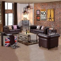 Vintage Chesterfield Three Seater Sofa(Vintage Chesterfield Three Seater Sofa) -Weilai Concept vintage chesterfield three seater sofa weilai concept weilai concept 3